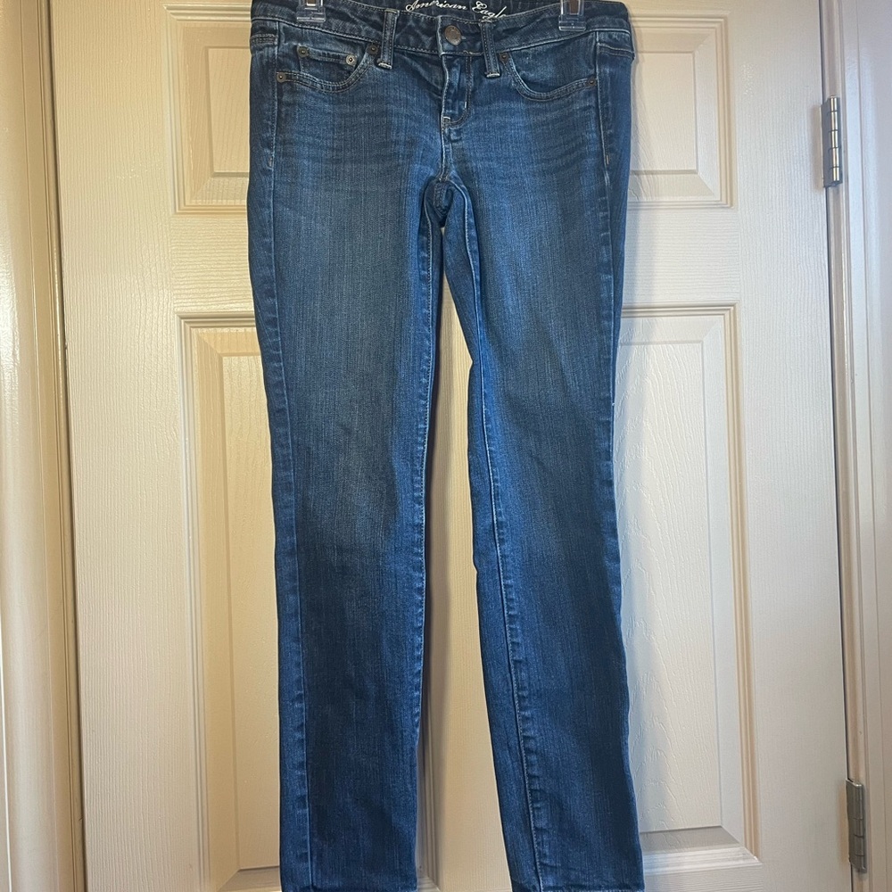 American‎ Eagle Outfitters Stretch Women's Blue Super Skinny Jeans, Sz 4 Regular